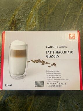 ZWILLING Sorrento Latte Macchiato Glasses - Clear with Red Accents